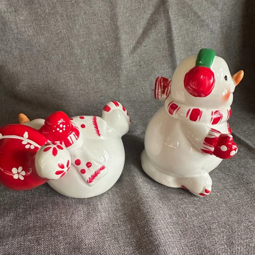 Snowman Candy Cane Set 2 Red White Christmas Decor